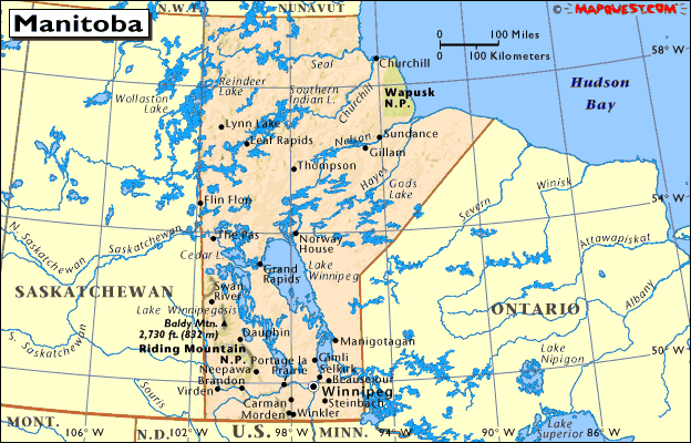 Map of Manitoba, Canada