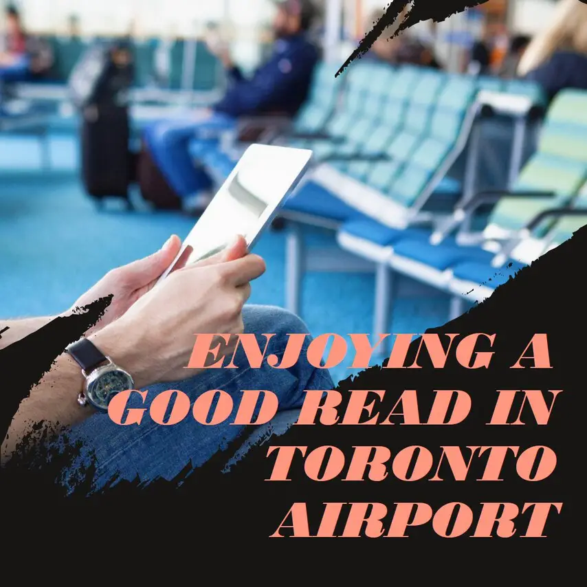 reading book in  Toronto airport
